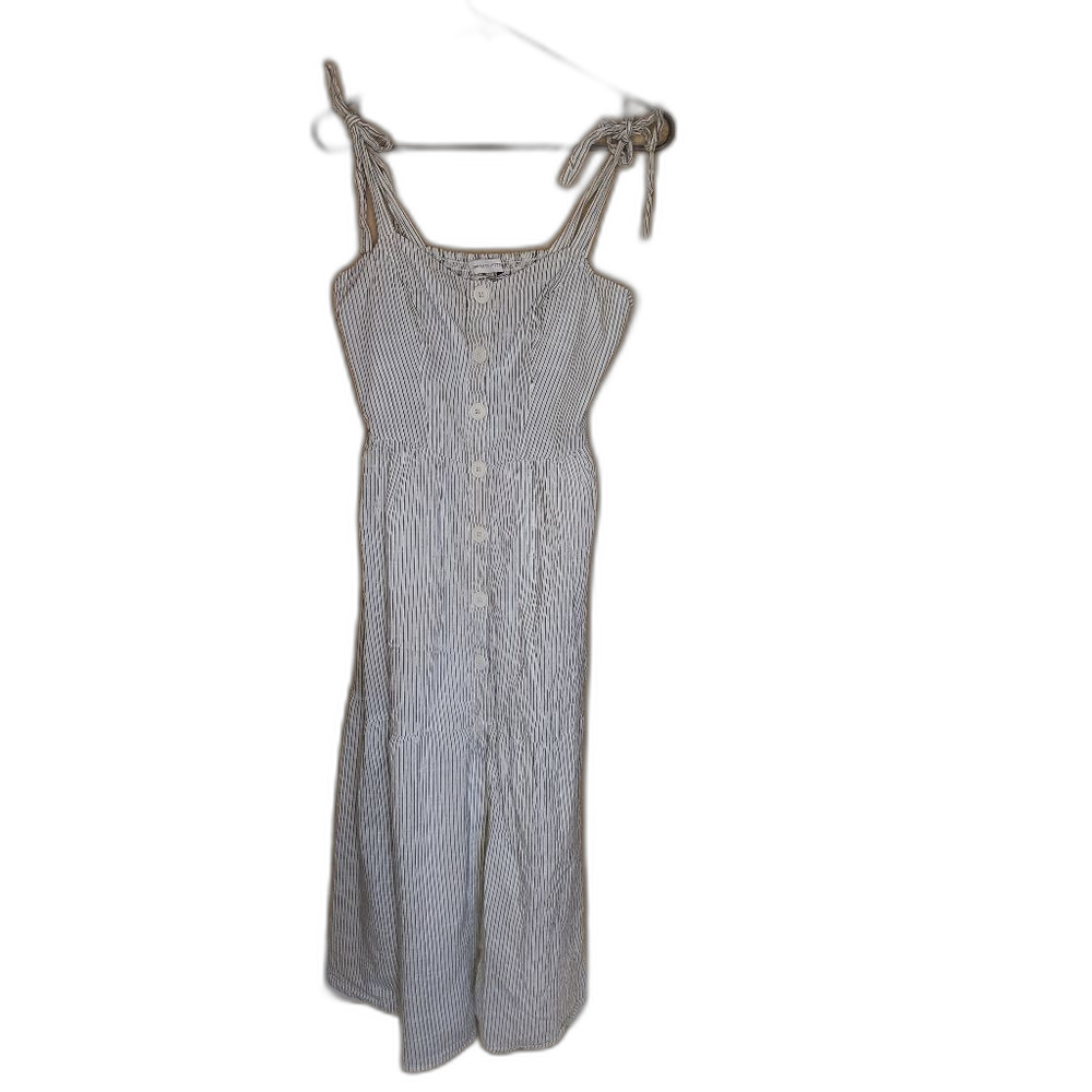 Urban Outfitters Lined Blue Stripe Maxi Dress M - Picture 2 of 3